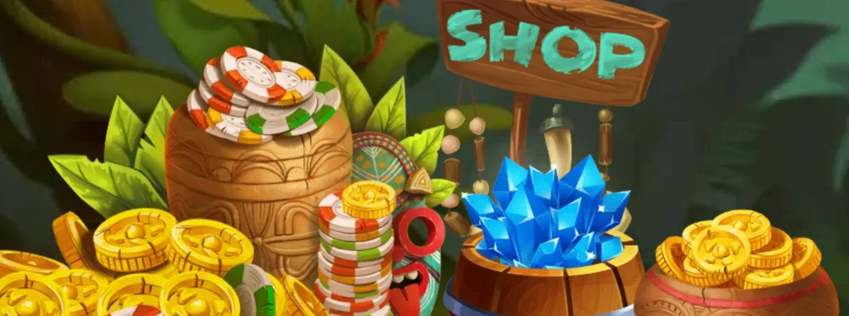 Wazamba butikk hvor spillere kan veksle inn mynter og krystaller mot eksklusive casinobonuser og belønninger i lojalitetsprogrammet.